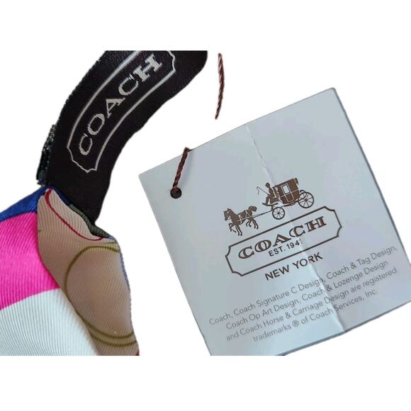 NWT Coach Signature Multi Legacy Striped Pony 100% Scarf Bag Tie Ponytail - Picture 5 of 7
